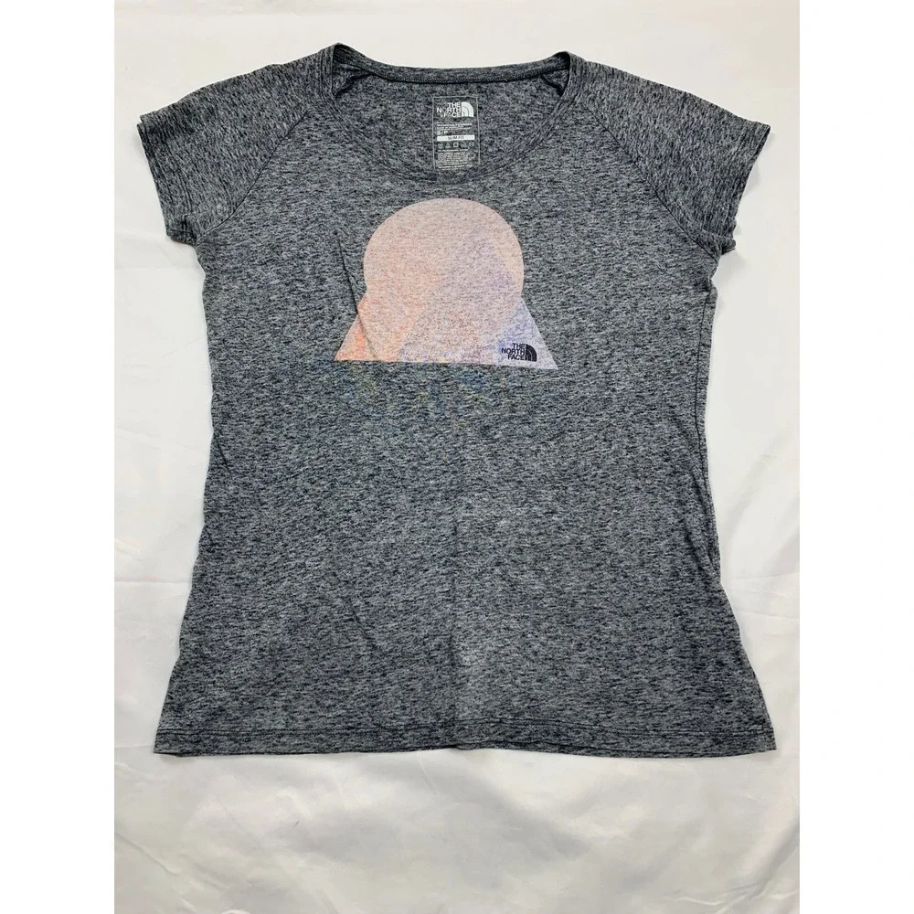 The North Face T-Shirt Womens Small Grey Graphic Slim Fit Short Sleeve Tee - Picture 1 of 7